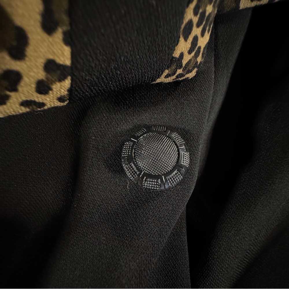 Vintage 90s Dress Barn Leopard Trim Blazer Dress Belted Black Midi 12 - Picture 8 of 16
